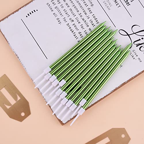 PHD CAKE 36-Count Green Long Thin Tapered Birthday Cake Candles with Holders