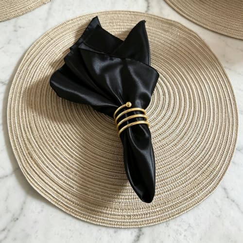 Black Satin Napkins 17x17 Inch Set of 40 - Elegant Table Decor