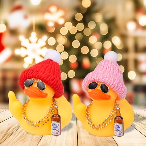 Rubber Duck Car Ornament with Accessories - 3.7in Dashboard Decor