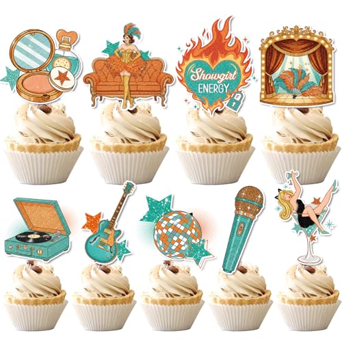 Showgirl Birthday Party Decorations - 36 Pcs Music Theme Cupcake Toppers