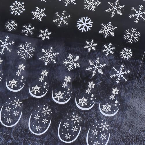 Snowflake Nail Art Stickers 6 Sheets – Gold White Blue 3D Decals for Winter Holidays