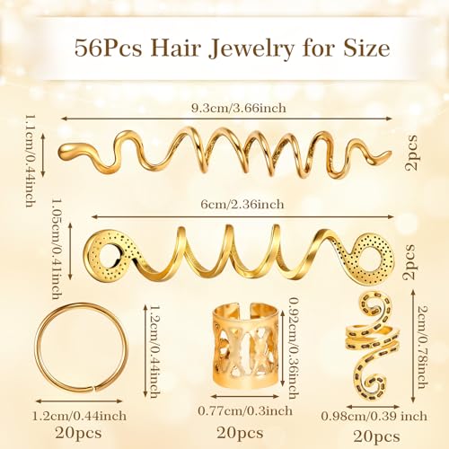 56 Pcs Gold Hair Jewelry Set for Braids & Dreadlock Accessories