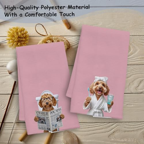 Funny Poodle Hand Towels 16x24 Inch Dog Bathroom Decor Set of 2