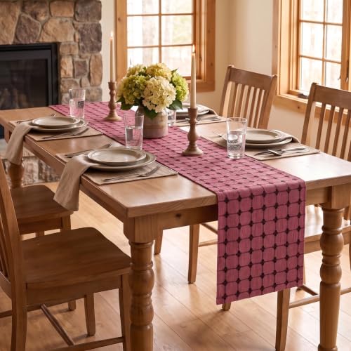 12x90 Inch Farmhouse Red Brown Plaid Table Runner - Seasonal Christmas Decor
