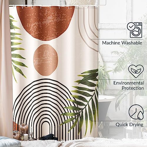 KIBAGA Mid-Century Boho Shower Curtain 72x84 - Stylish Bath Decor