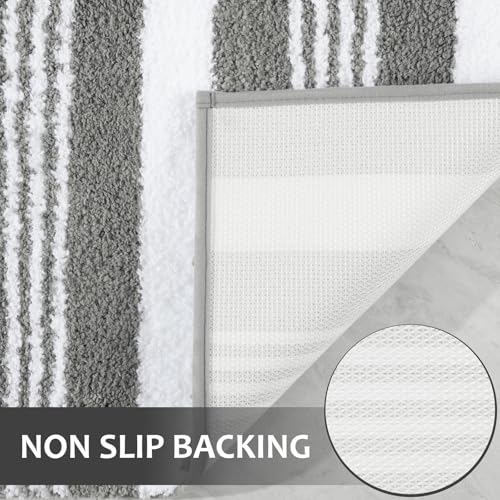 LOCHAS Non-Slip Long Bathroom Rug Runner 24" x 60" - Grey
