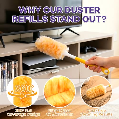 25 Heavy-Duty Duster Refills for Swiffer 360° Microfiber Cleaning