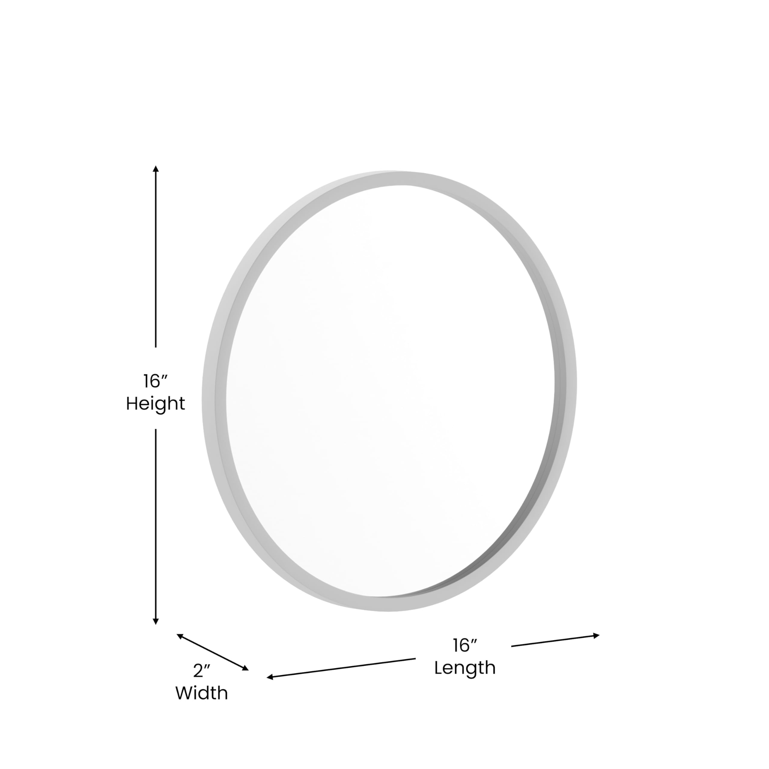 Flash Furniture Julianne Large Round Wall Mirror - Silver Circle Accent Mirror - 16" Vanity Mirror - for Bathroom, Vanity, Entryway, Dining Room, & Living Room