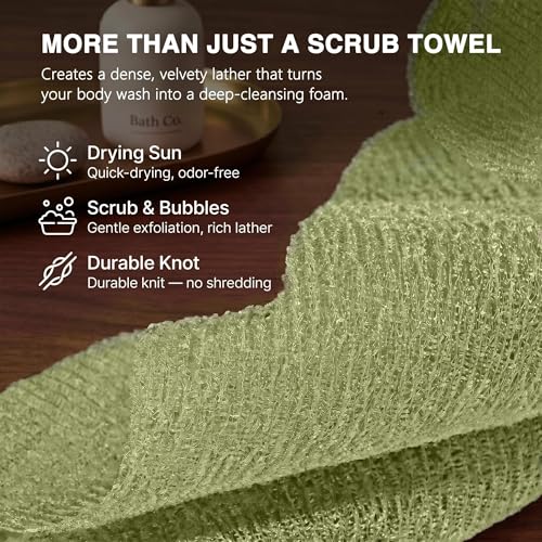 Exfoliating Washcloth 3 Pack - Lightweight Nylon Body Scrubber