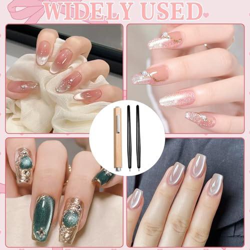 CYUXING 3-in-1 Wooden Cat Eye Nail Magnet Tool Set with Magnetic Pens