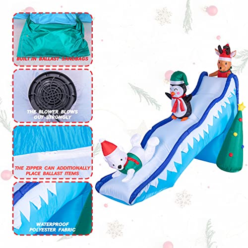 Wonder Garden 8.2FT Christmas Inflatable Penguin Slide for Outdoor Yard Decor - Blue Variation