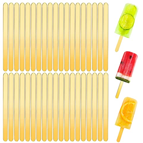 50PCS Gold Acrylic Popsicle Sticks Reusable Cake Pop Sticks for DIY Treats