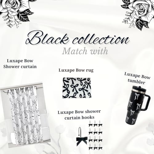 Luxape 12PCS Bow Shower Curtain Hooks - Smooth Gliding Metal Rings