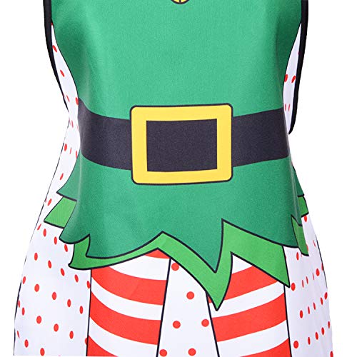 2 Pack Christmas Elf Aprons - Cute Adjustable Kitchen Chef Bibs for Holiday Cooking