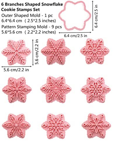 Snowflake Cookie Stamps Set - 9 Patterns Food Grade Plastic Christmas Baking Tools