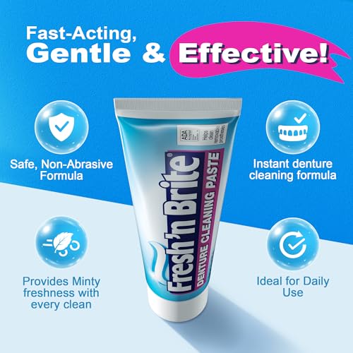 Fresh 'n Brite Denture Cleaner Paste - ADA Accepted Minty Dual Action Formula
