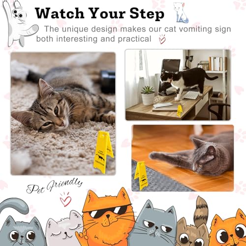 Cat Vomit Warning Sign - Humorous Gift for Cat Lovers