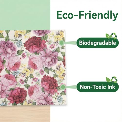 Vintage Floral Paper Napkins - 2-Ply, 20-Count, 6.5 Inch