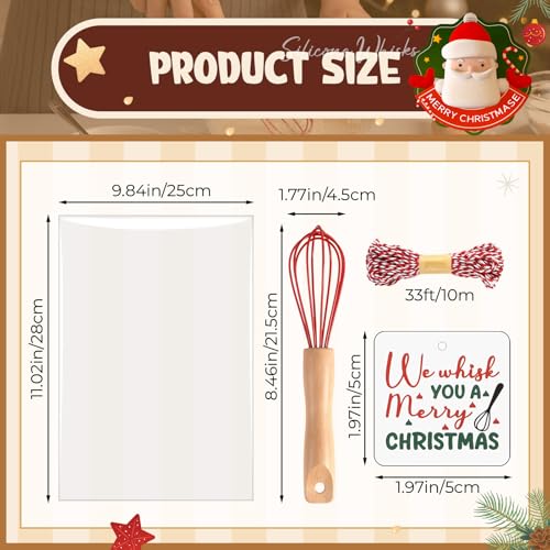 20-Piece Christmas Whisk Gift Set with Hang Tags & Bags - Red