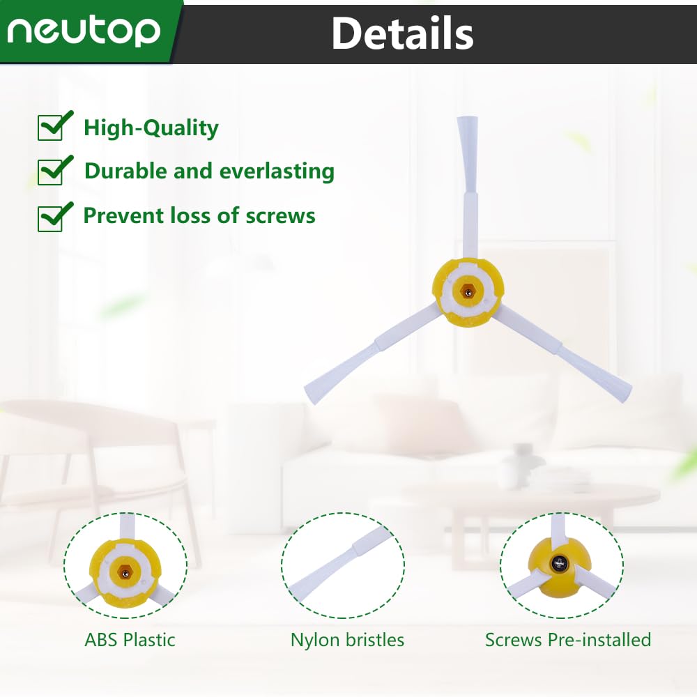 Neutop Replacement Side Brush Compatible with All iRobot Roomba 900, 800, 700, 600, 500 Series 960 980 981 985 860 880 890 891 895 760 770 614 645 650 655 665 671 675 690 692 694 560 595 Models,9-Pack