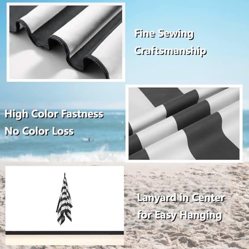 GUWESHIJ Black Beach Towel, 31"x63" Lightweight Quick Dry Microfiber