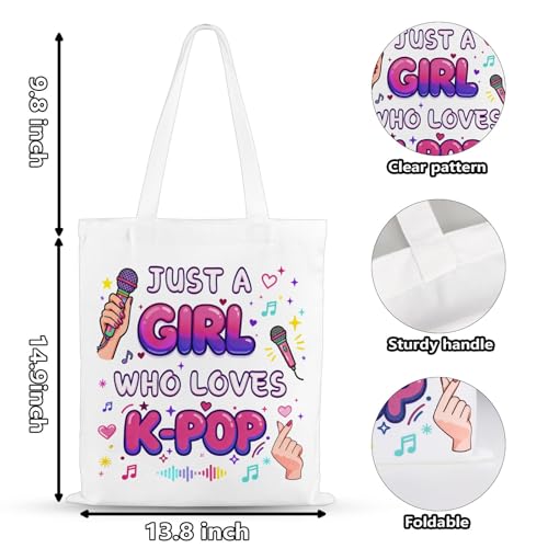 Kpop Canvas Tote Bag - Just a Girl Who Loves Kpop