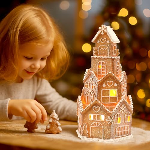 Lighted Gingerbread House Christmas Decoration with LED Lights