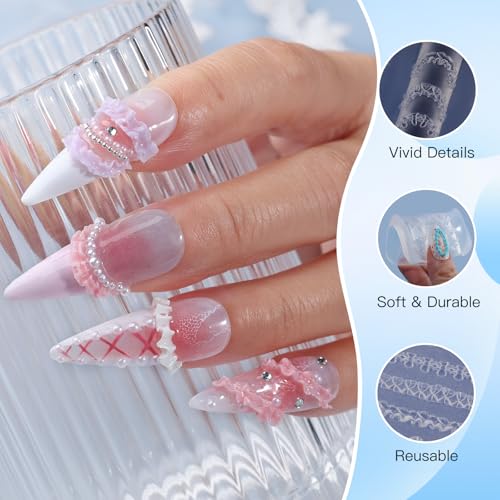 Kikonoke 2 Pcs 3D Cream & Cake Silicone Nail Molds for Gel & Resin Art