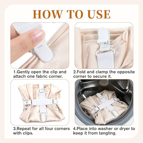 2-Pack Bed Sheet Detangler Clips for Washer & Dryer - Reduce Wrinkles