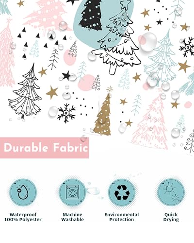 Lindameler Christmas Shower Curtain - Pink Pine Tree Design, 72x72 Waterproof