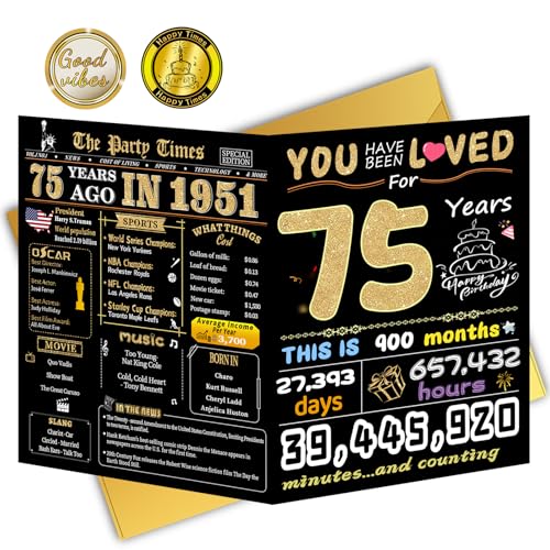 75th Birthday Card for Men & Women - Nostalgic 1951 Keepsake