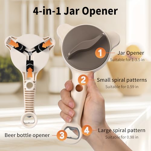 BOMARCES 4-in-1 Adjustable Jar Opener for Seniors & Weak Hands