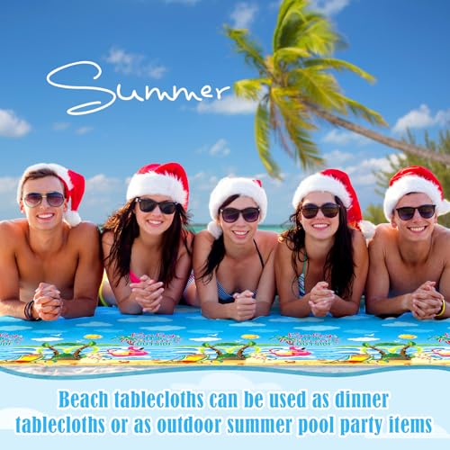 Christmas Tablecloth Set 3 Pcs Waterproof Holiday Party Decor, Beach Theme