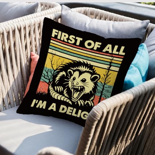 Possum Throw Pillow Cover - 18" x 18" Flannel, Soft & Colorful