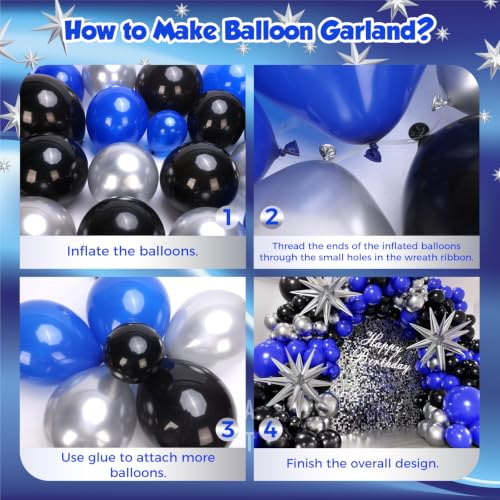 EICUECUE Blue and Black Balloon Arch Kit - 150 Premium Balloons for Celebrations