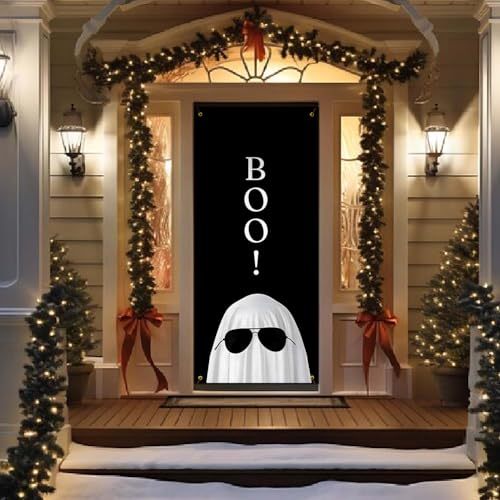 Boo Ghost Halloween Door Cover Backdrop - 35x79 Inch - Goblin05