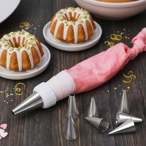 7-Piece Stainless Steel Round Piping Tips Set for Cake Decorating