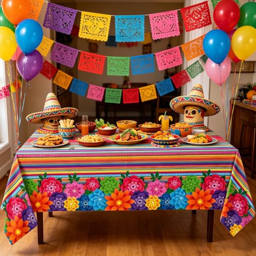 Mexican Fiesta Tablecloths 3 Pack Waterproof Striped Table Cover 51x86