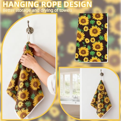 Sunflower Microfiber Kitchen Towel - Quick Dry & Reusable, 18x26 Inch