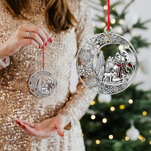Silver Christmas Tree Ornaments - Metal Holiday Decorations