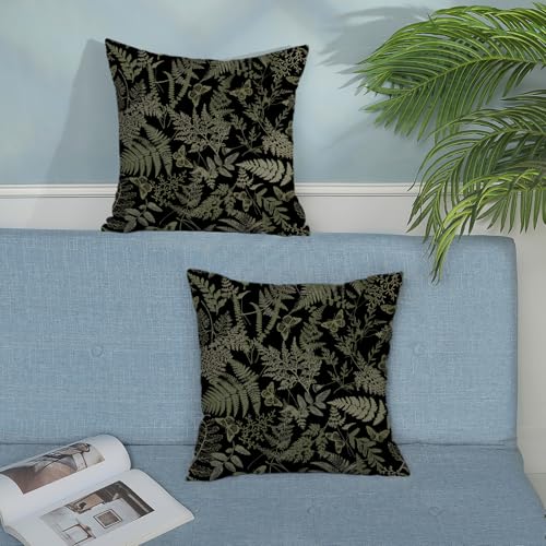 Sage Green Botanical Pillow Covers 18x18 - Set of 2