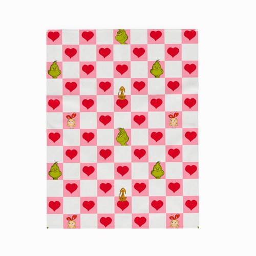 Grinch Checkered Heart Bedding Super Soft Silk Touch Throw, 40 in x 50 in, Valentine's Day Gift (Officially Licensed Product) by Franco Collectibles