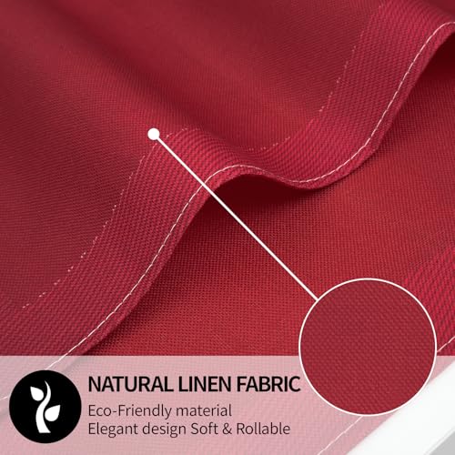 Red Placemats Set of 4 - 12x18 Inch Faux Linen Table Mats - Carethos