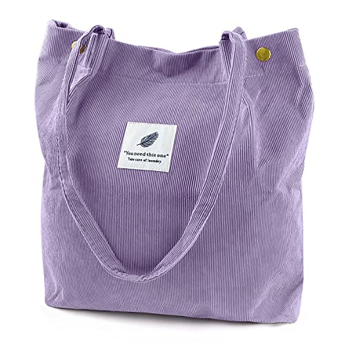 Ayieyill Corduroy Tote Bag for Women with Inner Pocket
