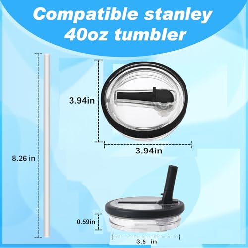 2 Pics 40oz Tumbler Flip Straw Lid For Stanley Quencher H2.0,Leak Proof Cup Top Lids Replacement Reusable Spill Proof No Spill Tumbler Straw Cover for Stanley Cup Accessories(2-pack-white)