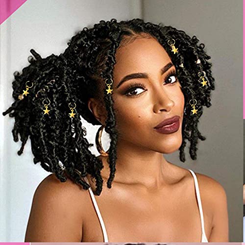 NAISKA 12PCS Gold Star Braid Clips & Hair Jewelry for Dreadlocks