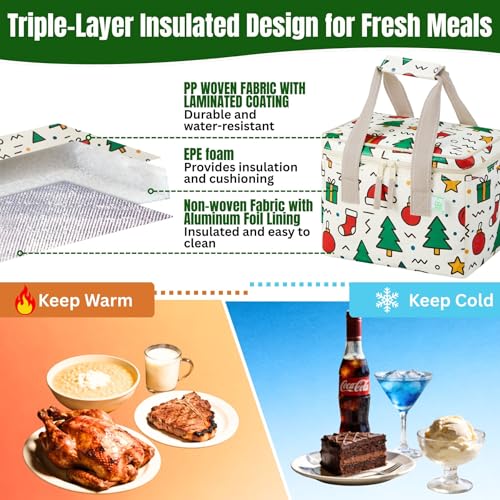 VENO Insulated Lunch Bags 2 Pack - 12 Can Capacity, Water-Resistant, Jingle Mix