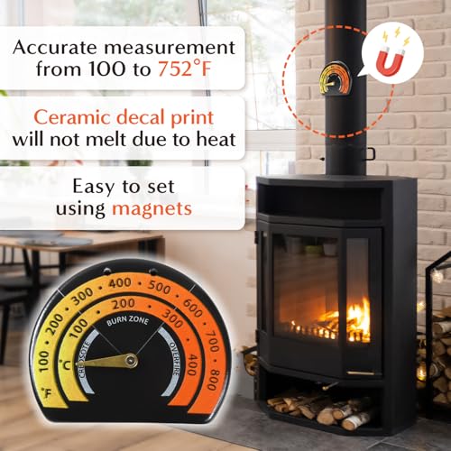Magnetic Stove Thermometer - Heat-Resistant Ceramic Decal (100-800°C)