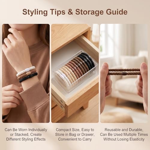QUUPY 15-Piece Braided Hair Ties, Multicolor Elastic Ponytail Holders