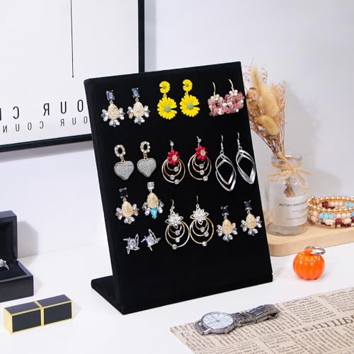 Velvet Ring Display Stand with 50 Slots - L-Shaped Jewelry Organizer